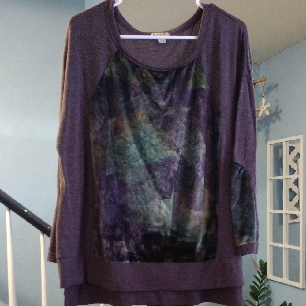 One World Women's Multicolor Patchwork Sweatshirt - image 1